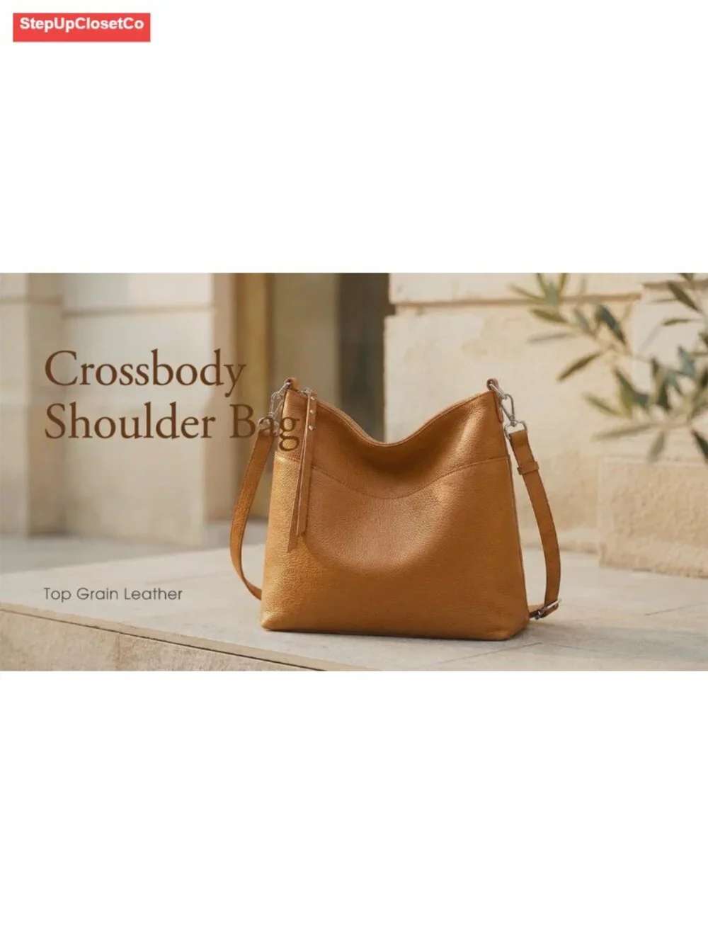 Genuine Leather Tote Handbag 2 Straps Crossbody Shoulder Purse for Women